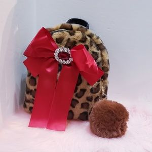 Faux Fur animal print petite backpack